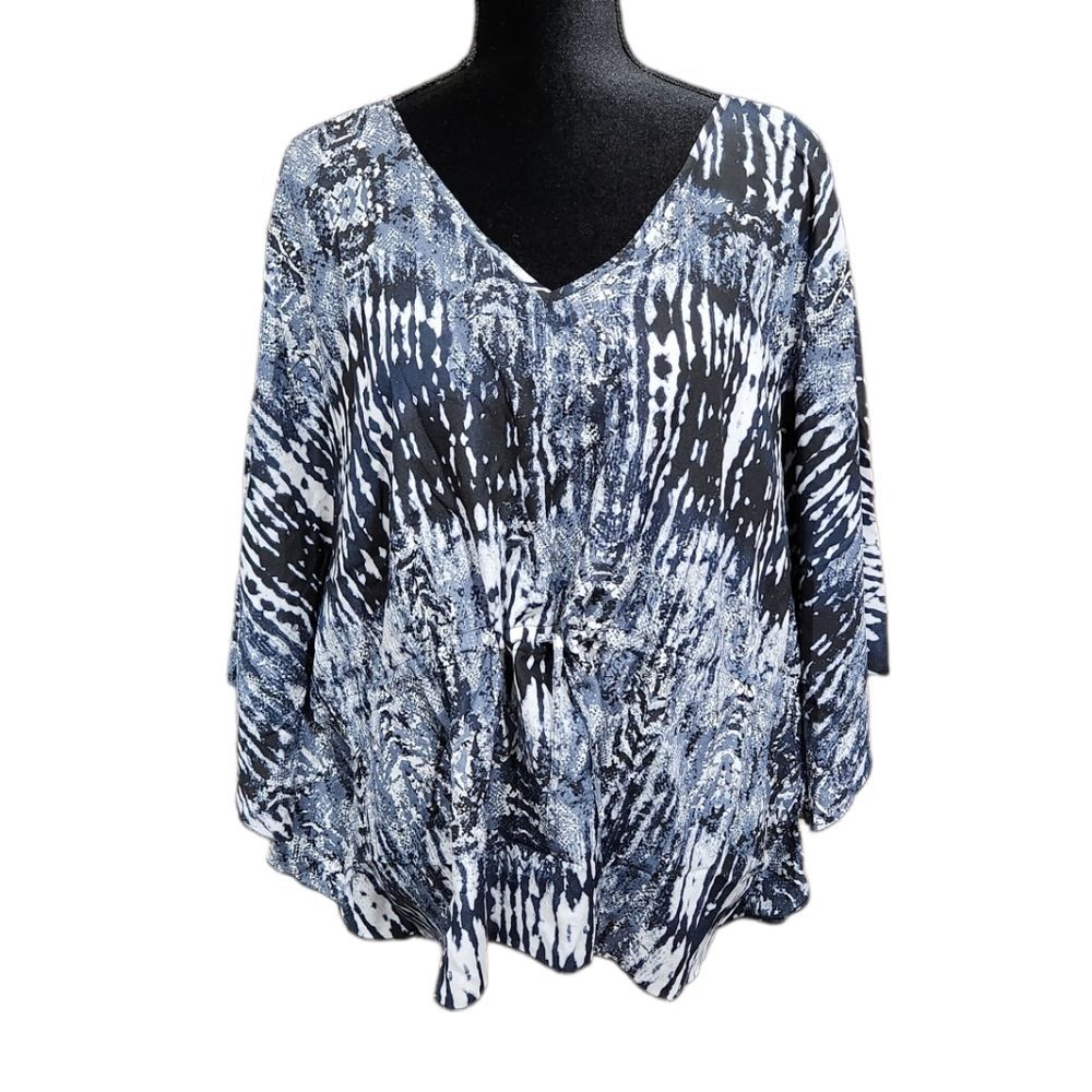 Romeo Juliet Couture Blue White Top Tunic Raglan Kimono Coverups Size M